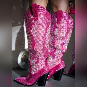 Brand New Barbie Pink Rhinesone Dazzeling Boots